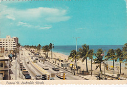 A11500-TROPICAL FORT LAUDERDALE FLORIDA STATE UNITED STATES OF AMERICA VINTAGE AUTO HIGHWAY ATLANTIC OCEAN POSTCARD - Fort Lauderdale