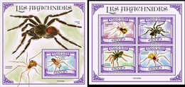 Delcampe - Togo 2021, Animals, Spiders, 4val In BF +BF - Araignées
