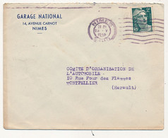 FRANCE - Env. En-tête "Garage National - 14 Avenue Carnot NIMES" Affr 2F Gandon - 1948 - Cars
