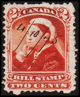 1890. CANADA BILL STAMP. Victoria. TWO CENTS. 4/10/95.
 () - JF422993 - Local, Strike, Seals & Cinderellas