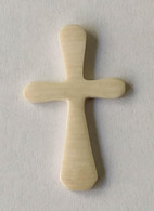 Oud Kruisje Croix Cross Ivoor Ivoire Elfenbein Ivory Amulet Token Afrique Pendant Afrika Belgisch Congo Belge - Antiche