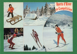 Delcampe - Sports D'hiver. En Compétition - Multivues - Skieurs, Enfant Avec Luge,Skieur De Fond, CPM Edit CELLARD Année 1980 - Wintersport