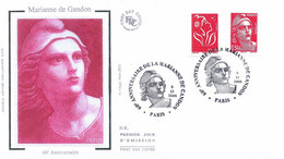 Enveloppe 1er Jour 60e Anniversaire De La Marianne De Gandon (avec Marianne Lamouche Tvp Rouge, 2006 (YT P3977) - 2000-2009