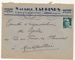 Delcampe - FRANCE - Env. En-tête "Cycles - Motos Maurice Taurines - Millau  (Aveyron) " Affr 2F Gandon - 1945 - Automobile