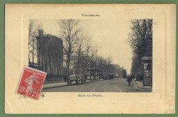Delcampe - CPA - VAL DE MARNE - VINCENNES - RUE DE PARIS - Animation, Charrette, Attelage Tramway, Publicité Maggi - Vincennes