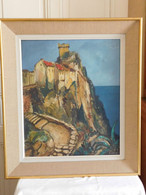 Delcampe - François CARBUCCIA (XXème) "Cap Corse Nonza Le Rocher Et La Tour Génoise" Huile Sur Toile Bien Encadrée - Huiles
