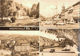 Delcampe - Werdau - Im Stadtpark - Marktplatz - Sportschule Kurt Schlosser - Car - Bus - Germany DDR - Unused - Werdau