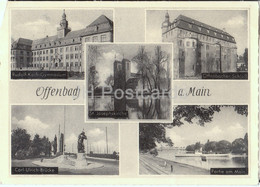 Offenbach A Main - Rudolf Koch Gymnasium - Offenbacher Schloss - Carl Ulrich Brucke - Old Postcard 1957 - Germany - Used - Offenbach