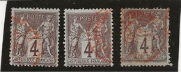 TYPE SAGE N° 88 OBLITERATION ROUGE CACHET A DATE DES IMPRIMES -3 EXEMPLAIRES TB -ANNEE 1877 -COTE : 30 € - 1876-1878 Sage (Type I)