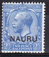 Delcampe - Nauru George V 1916 Single 2½d GB Definitive Stamp Overprinted In Mounted Mint Condition. - Nauru