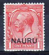 Delcampe - Nauru George V 1916 Single 1d GB Definitive Stamp Overprinted In Mounted Mint Condition. - Nauru