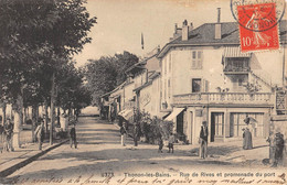 CPA 74 THONON LES BAINS RUE DE RIVES ET PROMENADE DU PORT (CAFE - Thonon-les-Bains