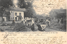 CPA 74 SAINT CERGUES LA GARE LE DEBLAIEMENT LE LENDEMAIN DE LA CATASTROPHE DU 28 MAI 1904 - Saint-Cergues