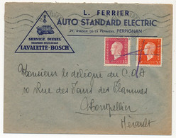 FRANCE - Env. En-tête "L.FERRIER Auto Standard Electric - Perpignan" 1945 Affr. Dulac - Automobil