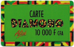 Delcampe - Senegal - Alizé - Carte Diamono Green, Cn. Horizontal On The Right, GSM Refill 10.000CFA, Used - Senegal