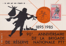 Carte   FRANCE  90éme  Anniversaire   Brigade  De  Réserve   Nationale   PTT     BRUGUIERES   1985 - Posta