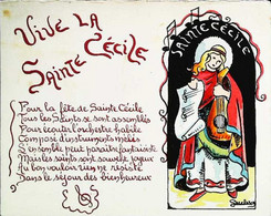Delcampe - ►  CPSM  Prénom Vive La Sainte Cécile Violoncelle Tambour Chef Orchestre Guitare Trompette - Vornamen