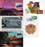 United States 2012/17 5 Maximum Card Glacier Bay And Icebergs Year Of The Monkey Rooster Arizona And Haleakalām Volcano - Maximumkaarten