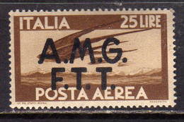 TRIESTE A 1947 AMG - FTT ITALIA ITALY OVERPRINTED DEMOCRATICA  POSTA AEREA AIR MAIL LIRE 25 MNH BEN CENTRATO - Correo Aéreo