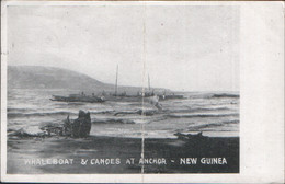 CPA WHALEBOAT AND CANOES AT ANCHOR NEW GUINEA SENT TO SPRINGSTON NEW ZEALAND CREASED - Papouasie-Nouvelle-Guinée