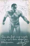 Delcampe - Charles Rigoulot   - Carte Publicitaire :  Pour être Fort C'est Rigolo, Il N'y A Qu'à Boire Chaque Jour "Claquesin" - Boxsport