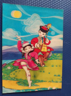 Delcampe - Mongolia.  Boy And Girl. Folk Dance   - Old Postcard 1960s 3D Stereo - Morin Khuur Horsehead Fiddle - Stereoskopie