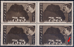 ROMANIA 1944 Figuri Ardelene Variety/Error Block X 4 MNH - Varietà & Curiosità