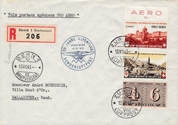 Delcampe - Pro Aero : 30 Jahre Alpenflug Sonderluftpost - Lettre Recommandée Oblitérée Zürich Le 13.VII.43 - Other & Unclassified