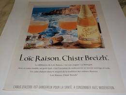 Delcampe - ANCIENNE PUBLICITE CIDRE LOIC RAISON 1994 - Alcools
