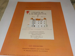 Delcampe - ANCIENNE PUBLICITE CHATEAU LAGREZETTE CAHORS 1994 - Alcools