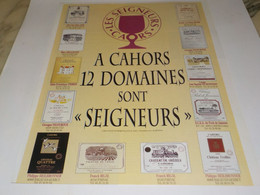 Delcampe - ANCIENNE PUBLICITE 12 DOMAINES CAHORS 1994 - Alcools