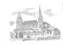 Delcampe - POISSY YVELINES - LA COLLEGIALE NOTRE DAME, PEINTURE DE DANIELE FUCHS, CARTE DEPLIANTE, VOIR LE SCANNER - Poissy