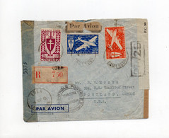 !!! LETTRE PAR AVION D'EDEA POUR LES USA DE 1945, AVEC CENSURES DU CAMEROUN ET AMERICAINE - Covers & Documents