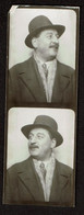 Photo Originale - Photobooth - Photo Identité - Photomaton - Homme - Chapeau - Moustache - Voir Scan - Persone Anonimi
