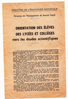 Circulaire Du D. G. De L'enseignement Second Degré C Brunold Concernant Orientation Vers Des études Scientifiques - Décrets & Lois