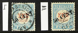 POSTAGE DUES 1906-10 50c On 1g Pale Blue & Red Surcharges Types I & III (NVPH P28 I & III, SG D214 & D214b, Michel 27 I  - Autres & Non Classés