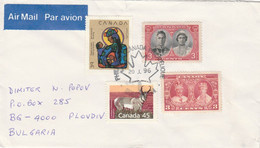 Canada 1996 Postal History A Letter To Bulgaria With Old Stamps Used On Envelope - Brieven En Documenten