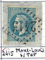 FRANCE Classique: Le Y&T 29B, Obl. GC 2415 (Mont-Louis-s-Tet, Ind.6), PYRENEES ORIENTALES - 1863-1870 Napoléon III Lauré