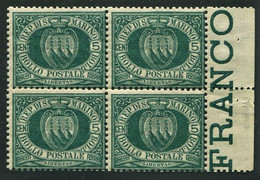 SAN MARINO 1894 -99 STEMMA 5 C. QUARTINA  ** MNH - Ongebruikt