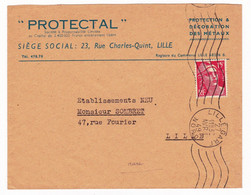 Lettre 1949 Marianne De Gandon 15F Lille Gare Protectal Protection Décoration Des Métaux Oblitération Verticale - 1945-54 Marianne De Gandon