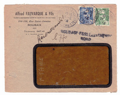 Lettre 1948 Alfred Fauvarque & Fils Roubaix Fosse Aux Chênes Marianne De Gandon 4F + 5F Recommandé - 1945-54 Marianna Di Gandon