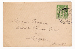 Enveloppe 1899 Entier Postal Type Sage 5 Centimes Rodez Aveyron - Sobres Tipos Y TSC (antes De 1995)