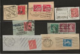 OBLITERATIONS DAGUIN PEU COURANTES  SUR 7 FRAGMENTS .1925 A 1933 - Mechanical Postmarks (Other)