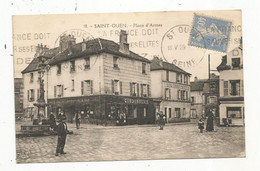 Cp , 93 , SAINT OUEN ,place D'armes , Commerces , Cordonnerie , épicerie ,voyagée 1929 , Ed. L'Abeille - Saint Ouen
