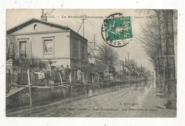 Cp ,  93 ,  ILE SAINT DENIS , Quai D'Argenteuil ,une Passerelle Du Génie, Voyagée 1910, La Banlieue Parisienne Inondée - Saint Denis