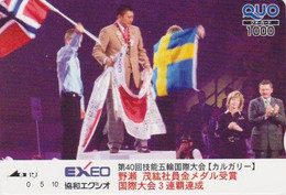 Carte JAPON - JEUX OLYMPIQUES CALIGARY & Drapeau - OLYMPIC GAMES & SWEDEN FLAG - JAPAN Prepaid QUO Card - Olympische Spelen