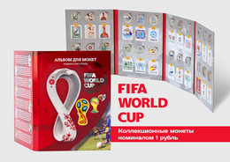 Russia, 2021 World Cup 1930 - 2022  Qatar, Football History 24 X 1 Ruble Coins In Album - 2022 – Qatar