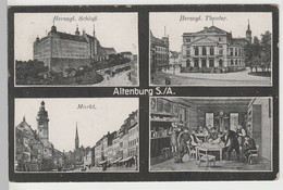 (79212) AK Altenburg, Thür., Markt, Theater, Skatspieler, Schloss 1918 - Altenburg