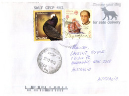 (UU 30) Romania Letter Posted To Australia (with EUROPA & Bird Stamps) - Brieven En Documenten