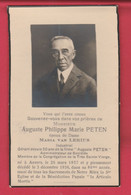 Delcampe - Souvenir Mortuaire : Auguste Philippe Petens , Né à Anvers En 1857 Et Y Est Décédée  En 1936 - Todesanzeige